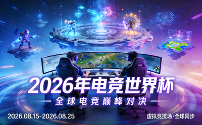 2026年电竞世界杯宣传海报 - 突出虚拟竞技场景